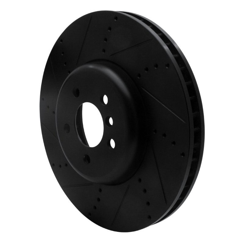 BMW 550I GT xDrive Brake Rotor (1) - Left Front - R1 Concepts - Drilled & Slotted - Black - `09-`17